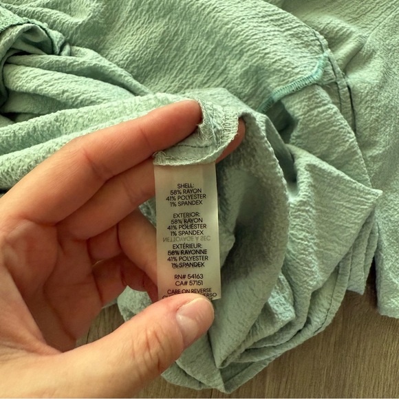 Calvin Klein Sage Green Gauze V Neck Knot Midi Dress - Picture 5 of 5